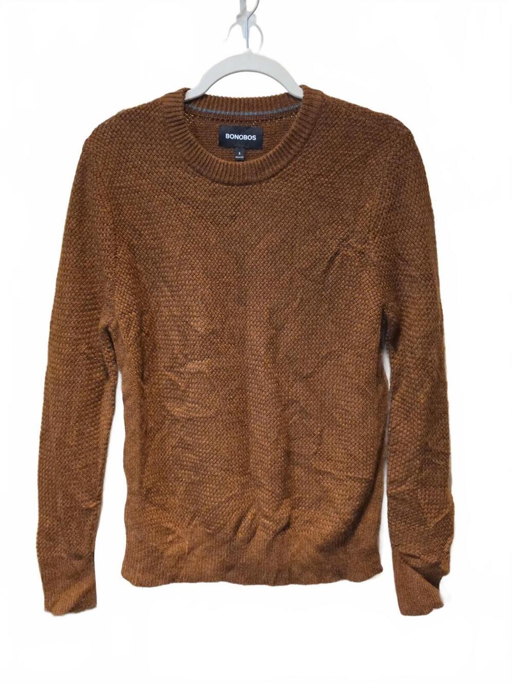 Bonobos Men’s Small Chocolate Brown Textured Cashmere Crewneck Sweater